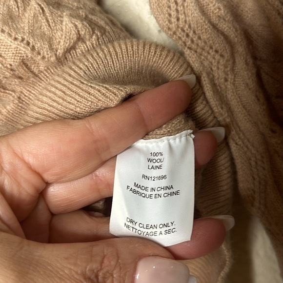 Demylee x J. Crew Limited Edition Pointelle Puff Sleeve Wool Sweater Camel MED - Picture 7 of 14